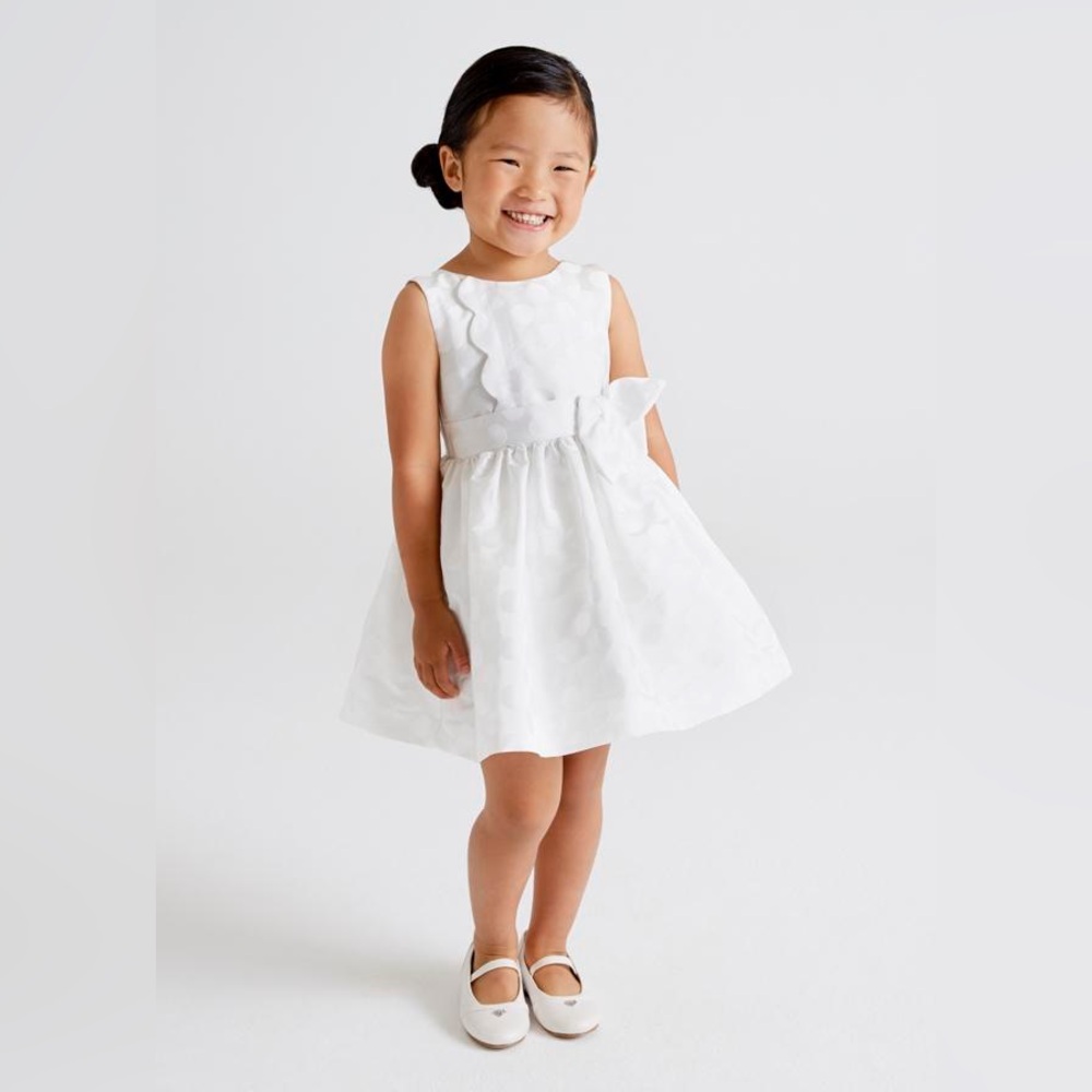 Size 6 Girls Mayoral Elegant White Kids Dress with Bow